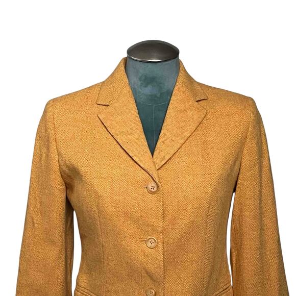 Charles Gray London Wool Blend Blazer Size 6 Mustard Yellow Structured Jacket - Picture 2 of 8